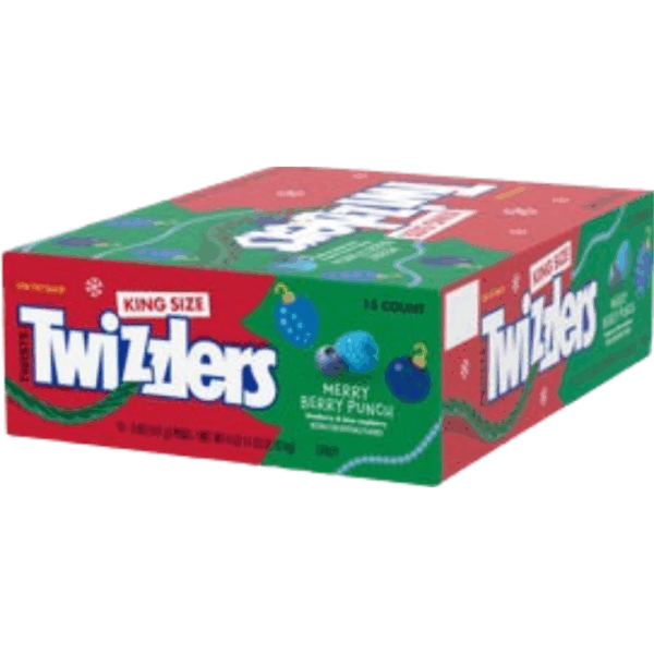 Hershey Twizzlers Merry Berry Punch Twists Blueberry and Blue Raspberry King Size Christmas 15x5oz