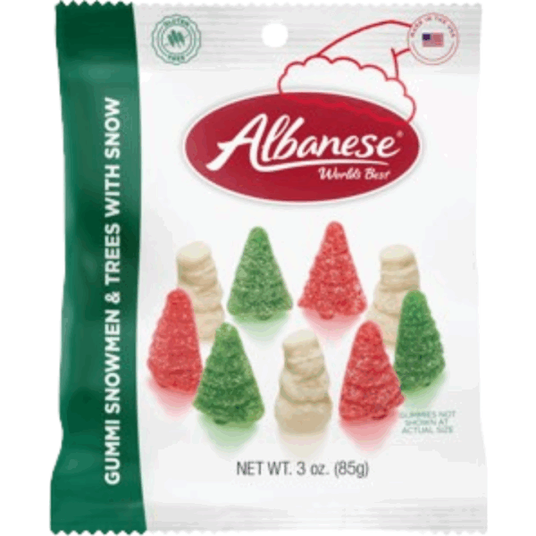 Albanese World Best Gummi Snowmen & Trees With Snow Peg Bag 12x3oz