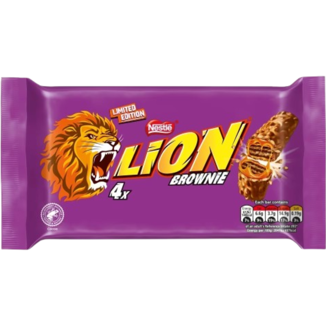 Nestle Lion Brownie Milk Chocolate Four Pack British 10x30g Nestle Lion Brownie Milk Chocolate Four Pack British 10x30g
