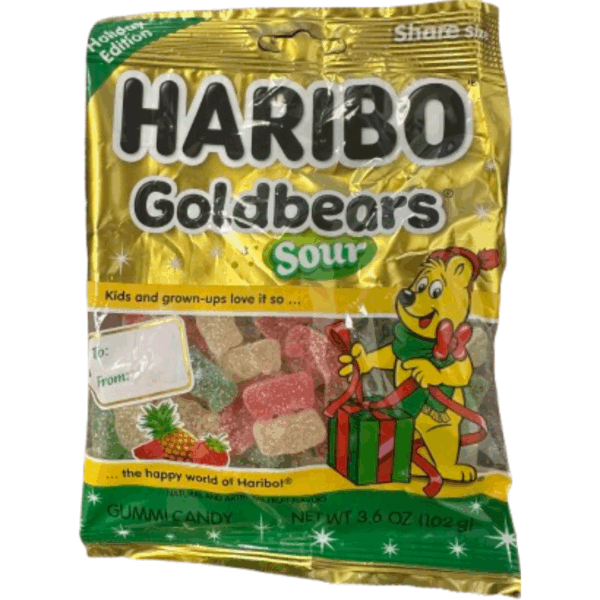 Haribo Holiday Edition Sour Goldbears Peg Bag 12x4oz