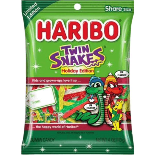 Haribo Holiday Edition Twin Snakes Peg Bag 12x4oz