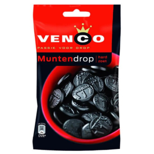 Venco Red Band Licorice Muntendrop Coins Peg Bag 12x120g