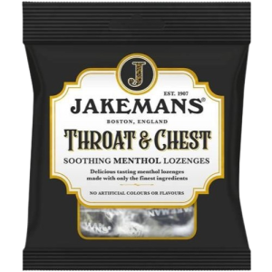 Jakemans Throat and Chest Soothing Menthol Lozenges British Peg Bag 12x73g
