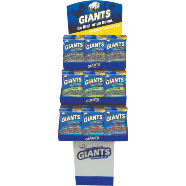 Giants Sunflower Seeds Display Dill Pickle, Salt & Pepper, Bacon Ranch 72x5oz