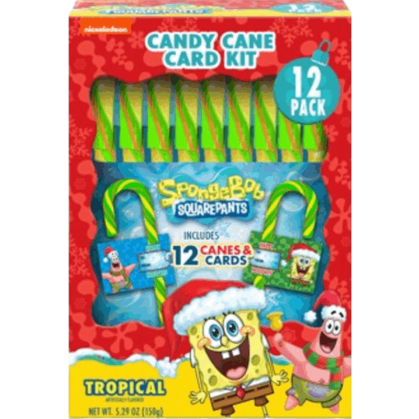 Flix Candy 12ct Spongebob Candy Cane & Card Box 12