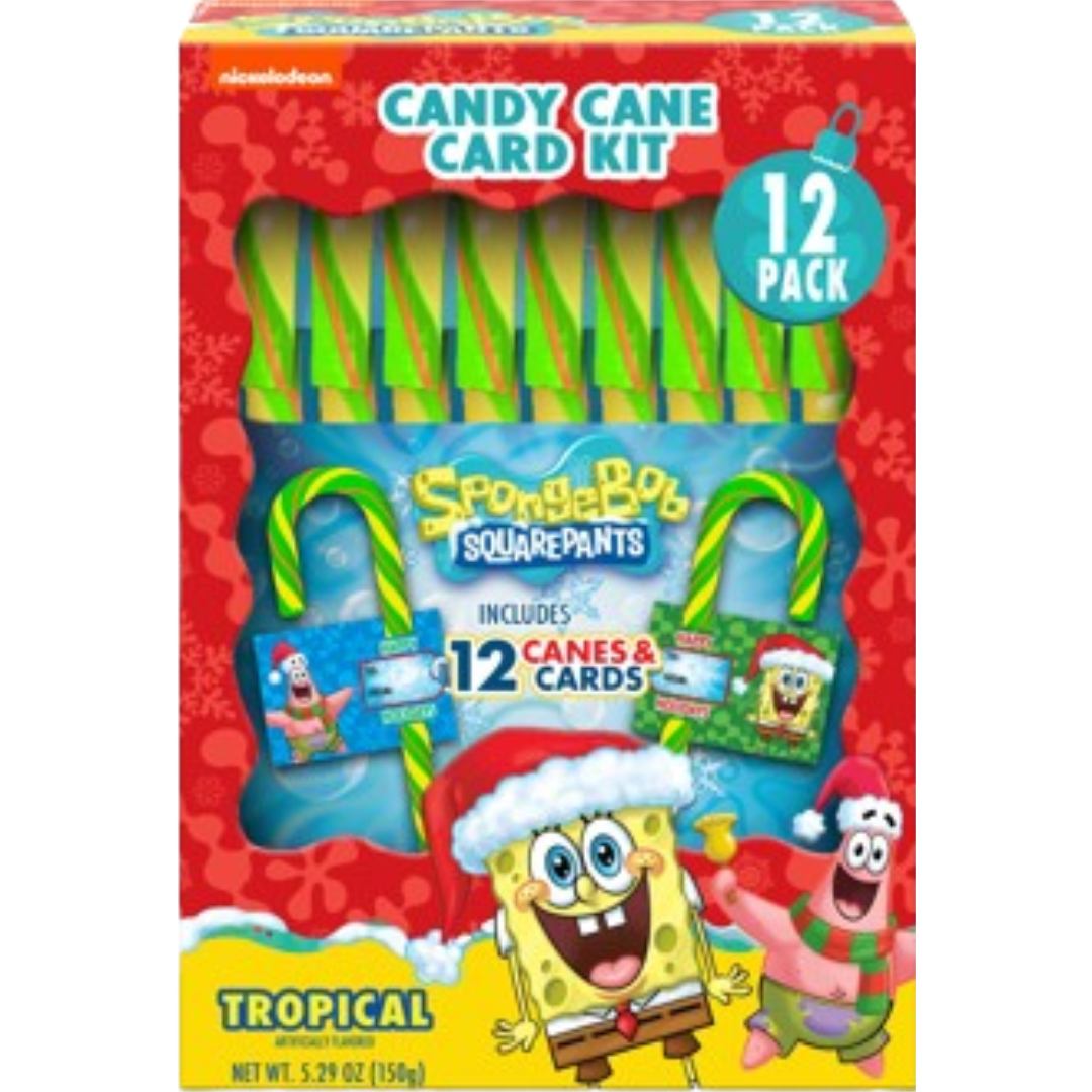 Flix Candy 12ct Spongebob Candy Cane & Card Box 12 Flix Candy 12ct Spongebob Candy Cane & Card Box 12
