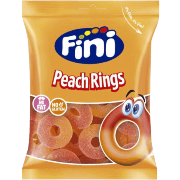 Fini Halal Fizzy Peach Rings Bag Peg Bag 12x75g