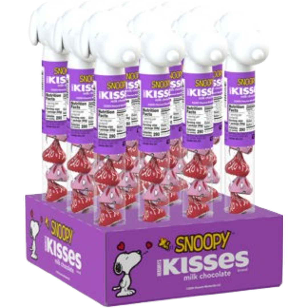 Hershey's Cane Filled MC Kisses Snoopy & Friends Foils w/Snoopy Topper Display Rdy Try Valentine 12x2.08oz Hershey's Cane Filled MC Kisses Snoopy & Friends Foils w/Snoopy Topper Display Rdy Try Valentine 12x2.08oz