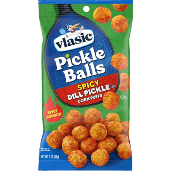Vlasic Pickle Balls Spicy Corn Puffs Peg Bag 12x2oz