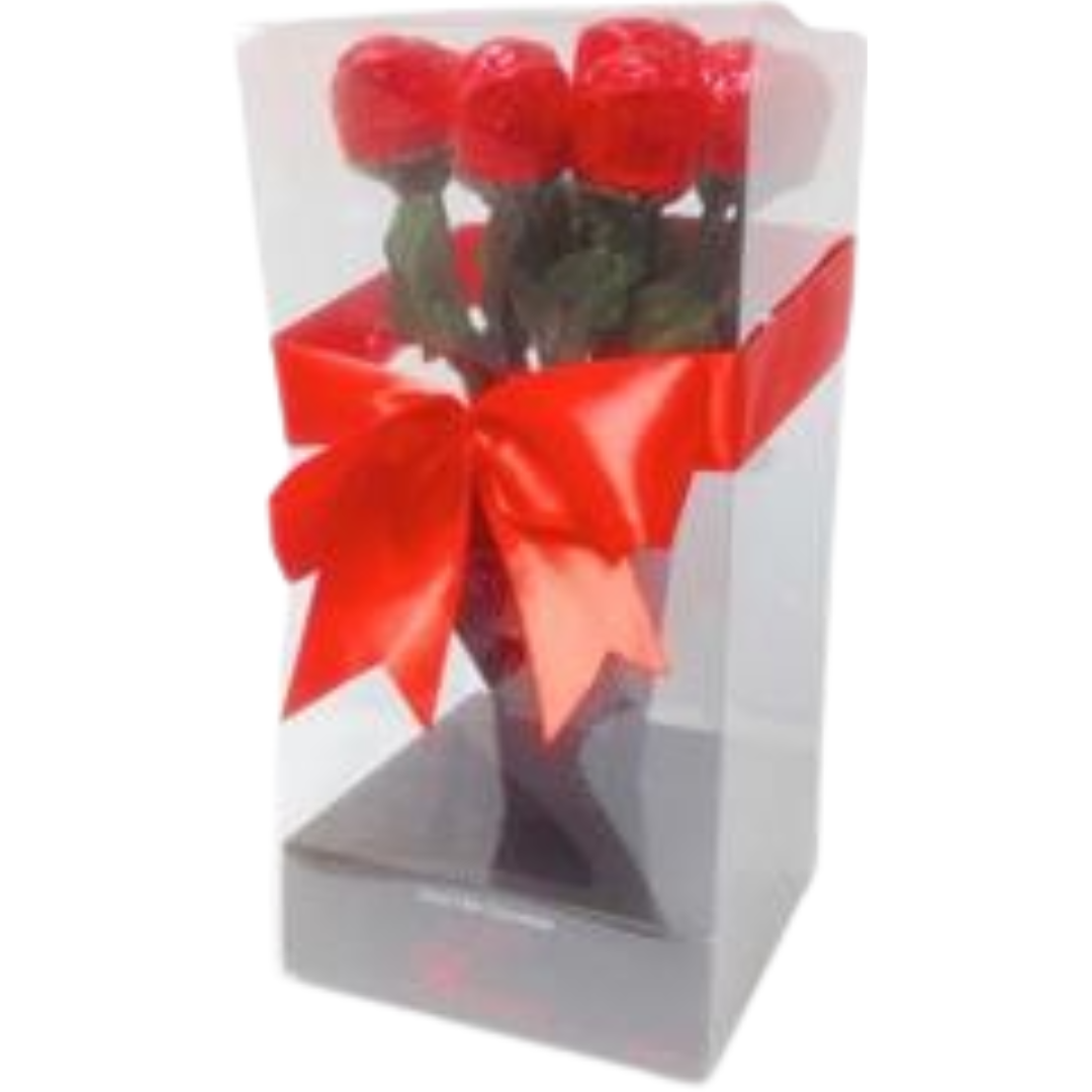 Alberts Valentine Foiled Roses In Vase Plastic Box 6 Alberts Valentine Foiled Roses In Vase Plastic Box 6