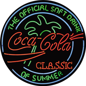 Metal Sign Coca Cola Neon Round 11.75”