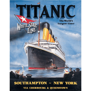Metal Sign Titanic White Star 16"x12.5"