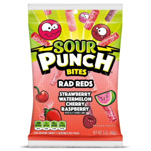 Sour Punch Bites Rad Reds Peg Bag 12x5oz