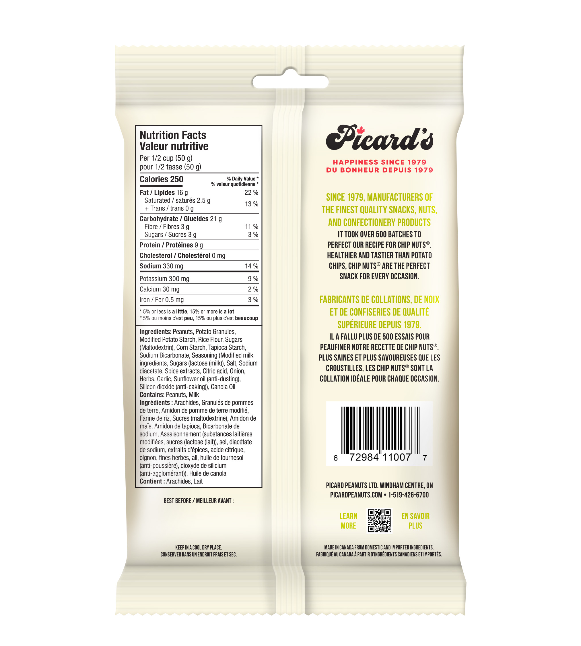 Picard’s Chip Nuts Dill Pickle Peg Bag 6x275g Picard's Chip Nuts Dill Pickle Peg Bag 6x275g