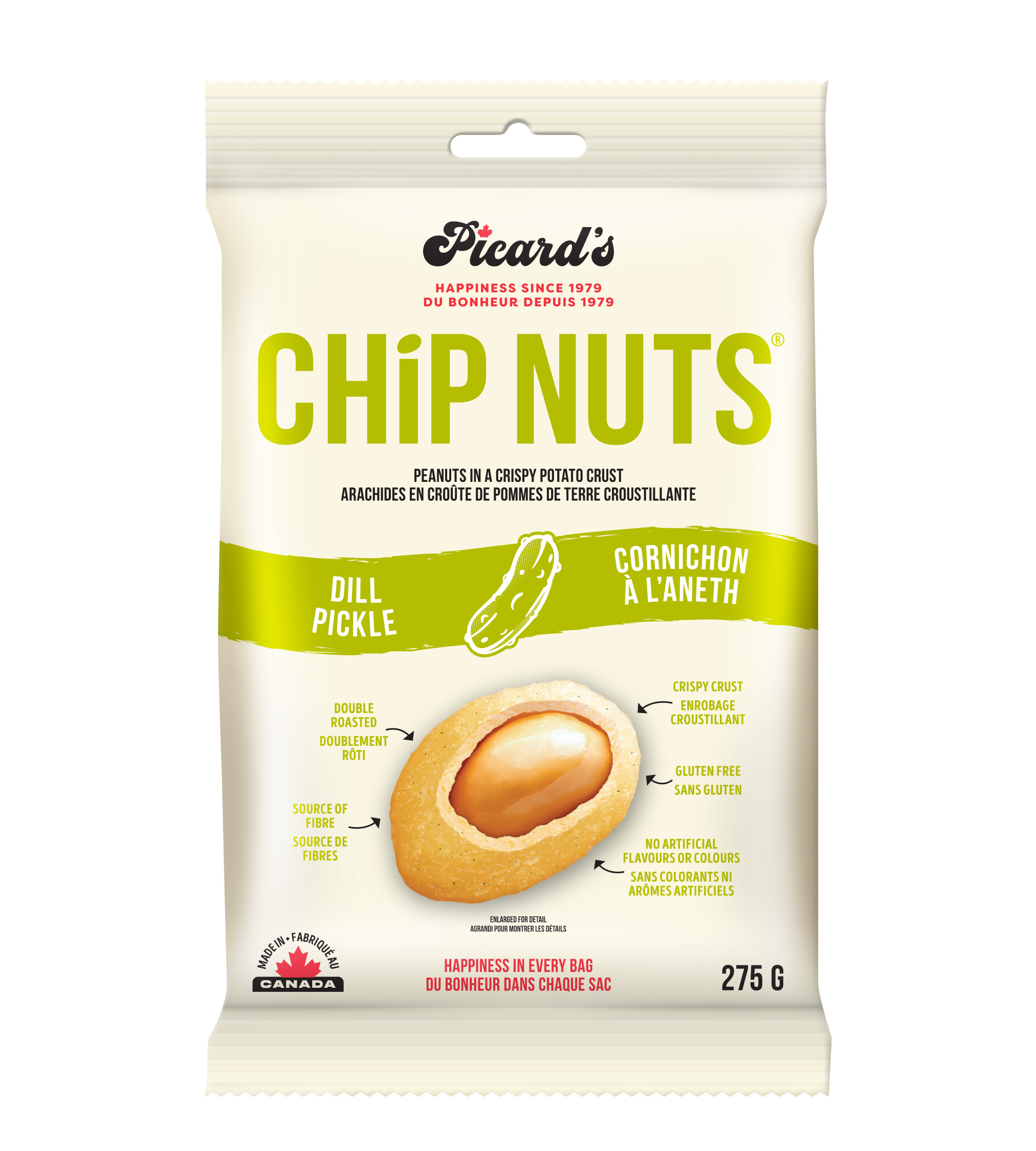 Picard's Chip Nuts Dill Pickle Peg Bag 6x275g Picard's Chip Nuts Dill Pickle Peg Bag 6x275g