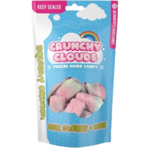 Crunchy Clouds Squishy Crunch Squashies Sour Cherry & Apple British Peg Bag 10x50g