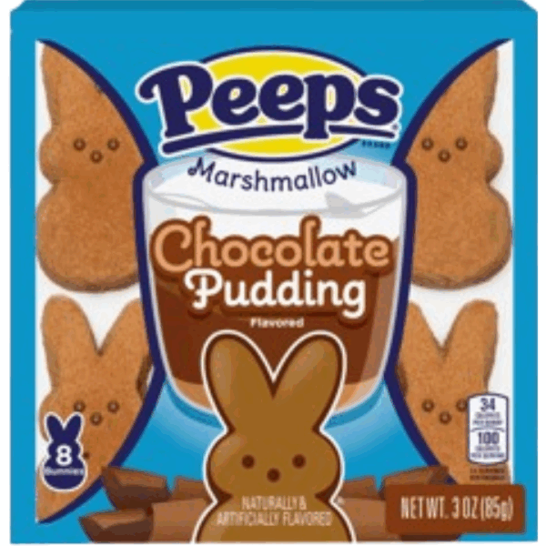 Just Born Peeps 8ct Marshmalow Bunnies Chocolate Pudding flavour Easter 40x3oz