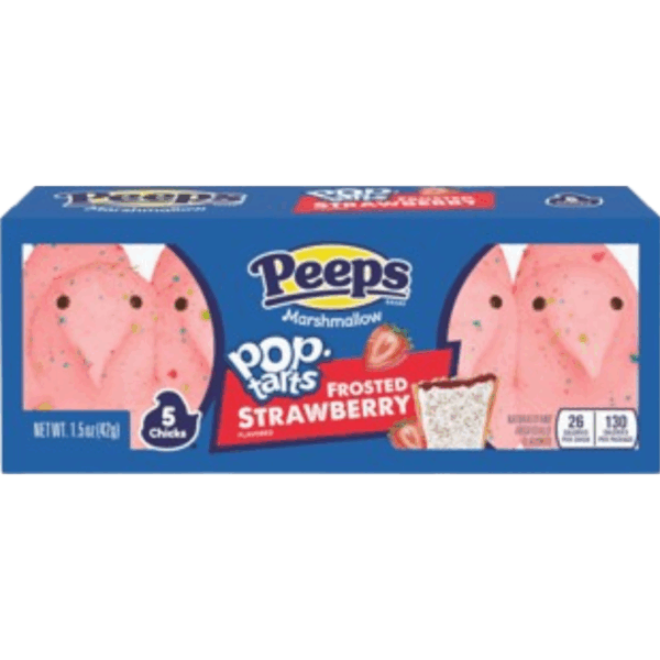 Just Born Peeps Marshmallow Chicks Frosted Strawberry Poptart Five Pack Easter 24x1.5oz