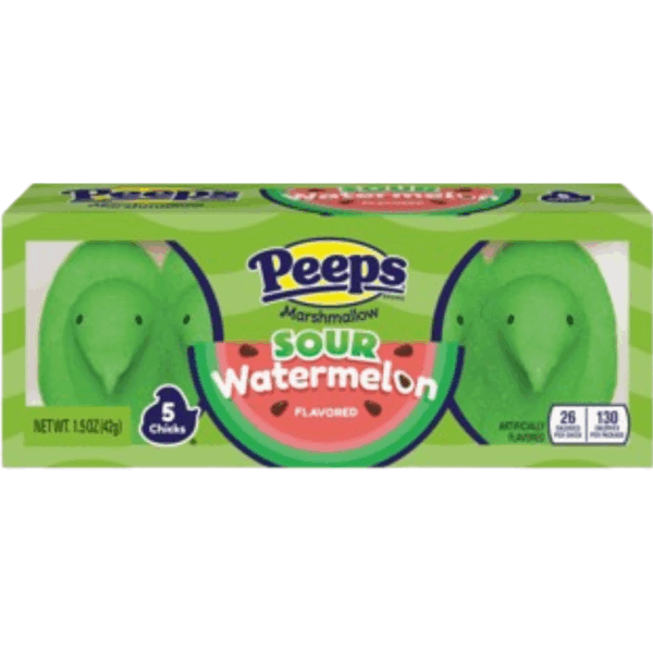 Just Born Peeps Marshmallow Chicks Sour Waterelon Five Pack Easter 24x1.5oz