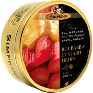 Simpkins Drops Rhubarb and Custard Retro Tin British 6x175g