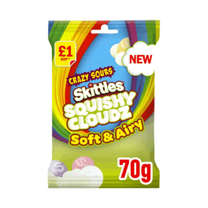 Skittles Squishy Cloudz Crazy Sours Price Marked British Peg Bag 14x70g