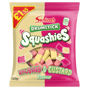Swizzels Drumstick Squashies Rhubarb & Custard Price Marked British 12x120g