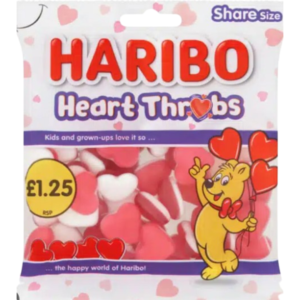 Haribo Heart Throbs Price Mark British Peg Bag 12x140g