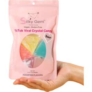 Silky Gem Crystal Vegan Assorted Flavor Sour Bites Peg Bag 170g  (Best Before June 02 2026)