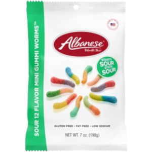 Albanese Sour 12 Flavor Mini Gummi Worms 12x7oz