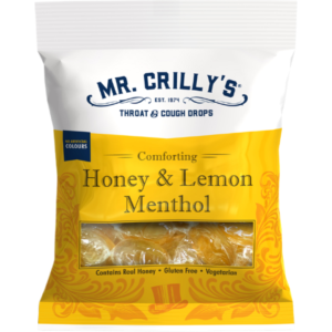 Mr. Crilly's Throat and Cough Drops Honey and Lemon Menthol British 18x90g