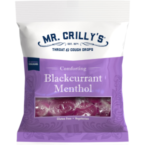 Mr.Crilly's Throat and Cough Drops Blackcurrant Menthol British 18x90g