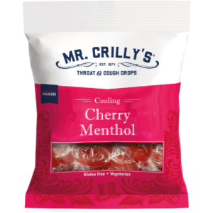 Mr.Crilly's Throat and Cough Drops Cherry Menthol British 18x90g