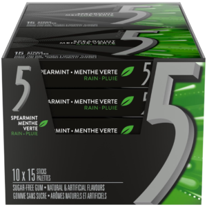 Wrigley's 5 Chewing Gum Sugar Free Spearmint Fifteen Sticks 10