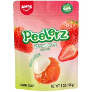 Amos Peelerz Gummy Strawberry Peg Bag 12x6oz