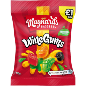 Maynards Bassetts Wine Gums Price Marked British Peg Bag 10x110g