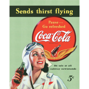 Metal Sign Coca Cola Sends Thirst Flying 16"x12.5"