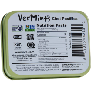 VerMints Organic Mints Chai Pastilles 6x40g