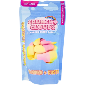 Crunchy Clouds Squishy Crunch Squashies Rhubarb & Custard British Peg Bag 10x50g