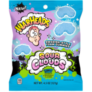Warheads Sour Clouds Peg Bag Cotton Candy 12x4.5oz
