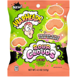 Warheads Sour Clouds Peg Bag Peach 12x4.5oz