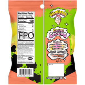Warheads Sour Clouds Peg Bag Peach 12x4.5oz