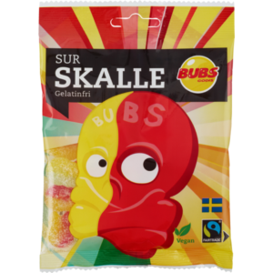 Bubs Fruity Lemon Mix Skalle Swedish Peg Bag 16x90g